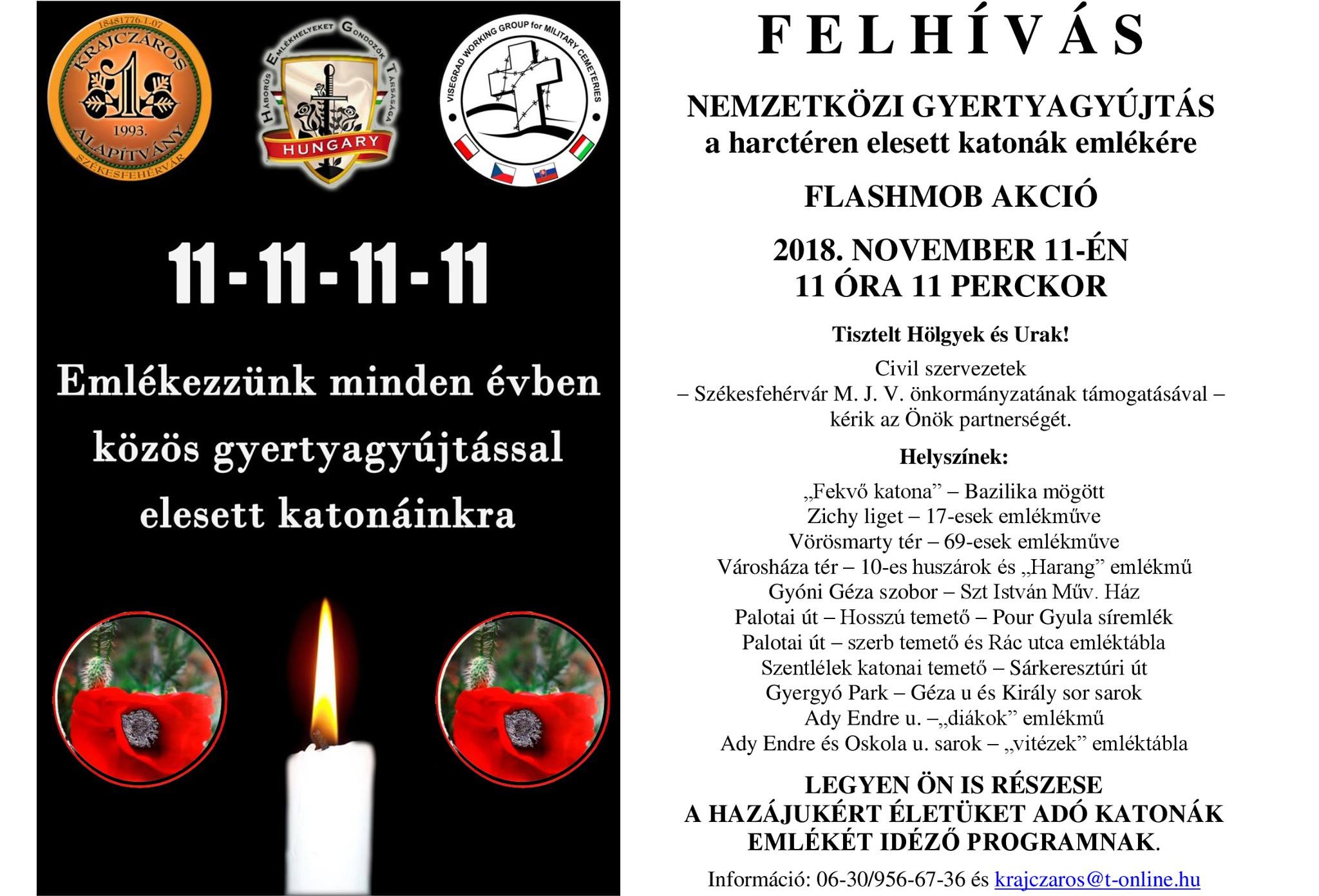 11-11-11 - gyertyagyújtás Fehérváron a hazájukért halt katonák emlékére